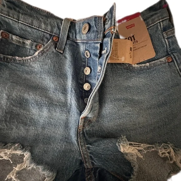 Levi's® Women’s 501 Original High Rise Distressed Hem Cut Off Shorts Size/25 - Picture 7 of 14